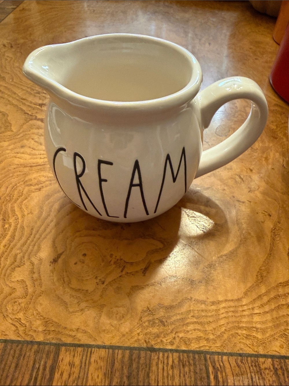 Rae Dunn White Ceramic Pitcher with Black Lettering